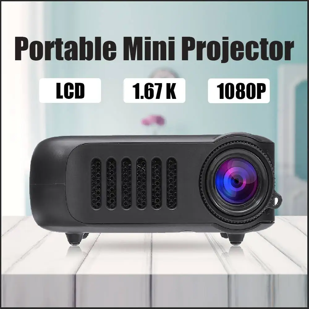 

Black LCD 1080P Projector Audio 320x240 Pixels HDMI USB Mini Projector Home Media Player
