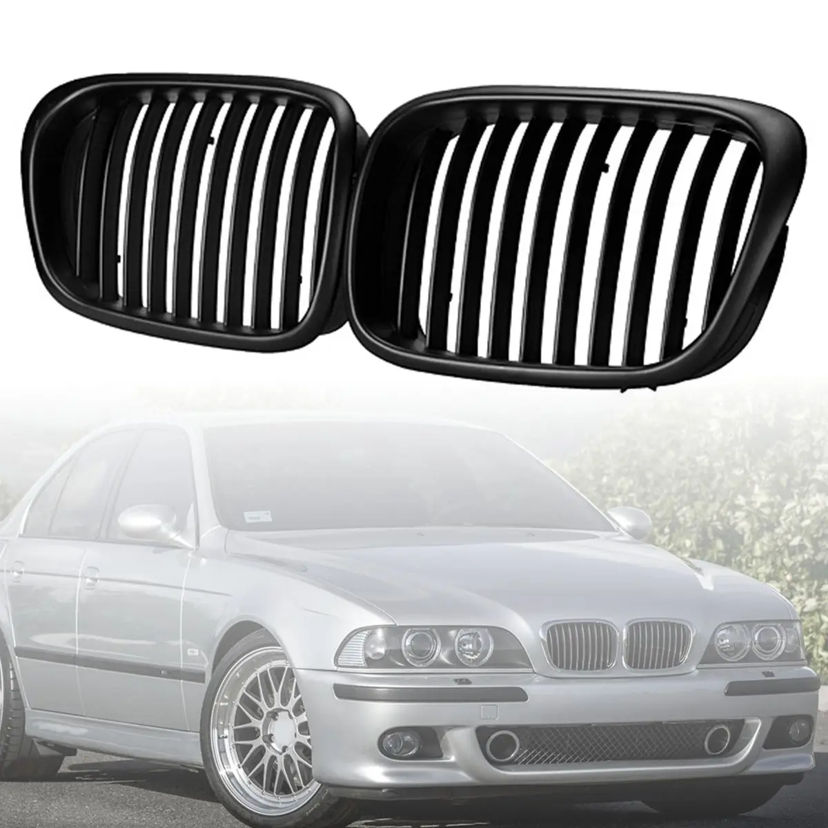 2 шт. OEM стиль передняя черная широкая решетка для почек гриль BMW E39 5 серии 1996 1998 2000
