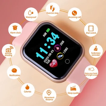 

Y68 Smart Watch Kids Children Smartwatch For Girls Boys Electronic Smart Clock Students Child Sport Smart-watch Aged 3-18 Year