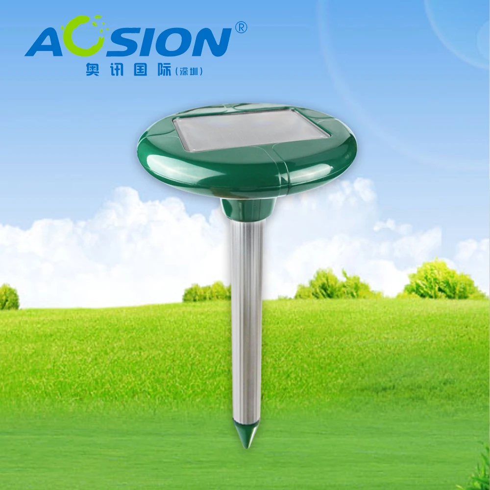 2 X Free Shipping Aosion Outdoor electric sound wave solar snake rodent mole gopher vole repellent repeller pest control