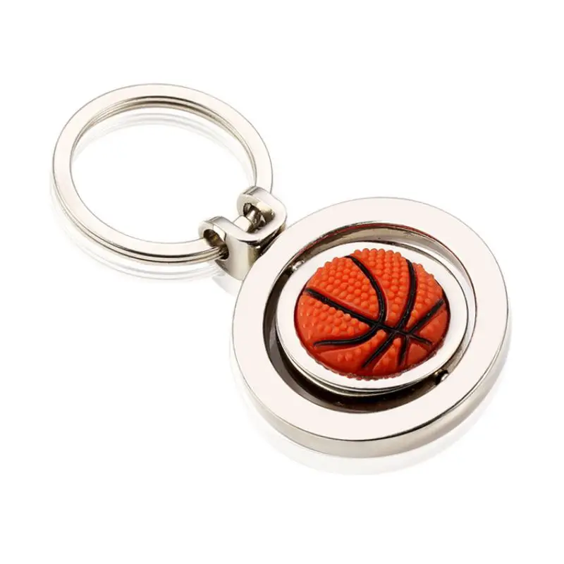 Basketball Мини-Баскетбольный Футбол Форма брелок декорация вращающийся металлический кулон особенности брелок кольцо маленькая талия украшение - Цвет: Basketball