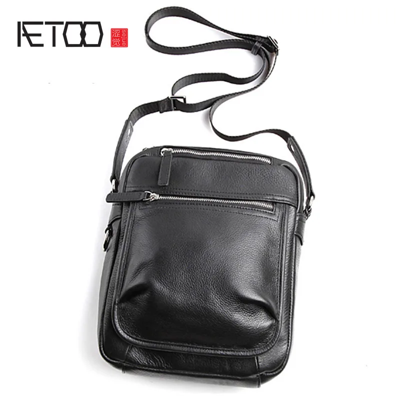 

BJYL Pure leather Europe, Japan and South Korea fashion casual retro men's Messenger bag leather shoulder slung
