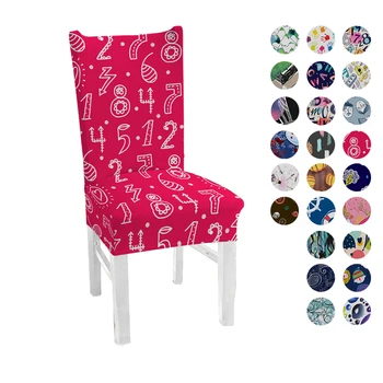 

Cartoon Chairs Covers Spandex Stretch Restaurant Wedding Banquet Chair Protective Cover Removable Washable 1PC