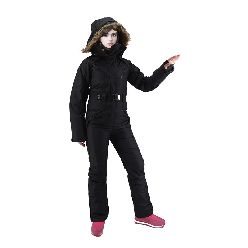 

Hooded ski suit jumpsuit plus velvet thick large size jumpsuit export foreign trade play snow super thick warm jumpsuit
