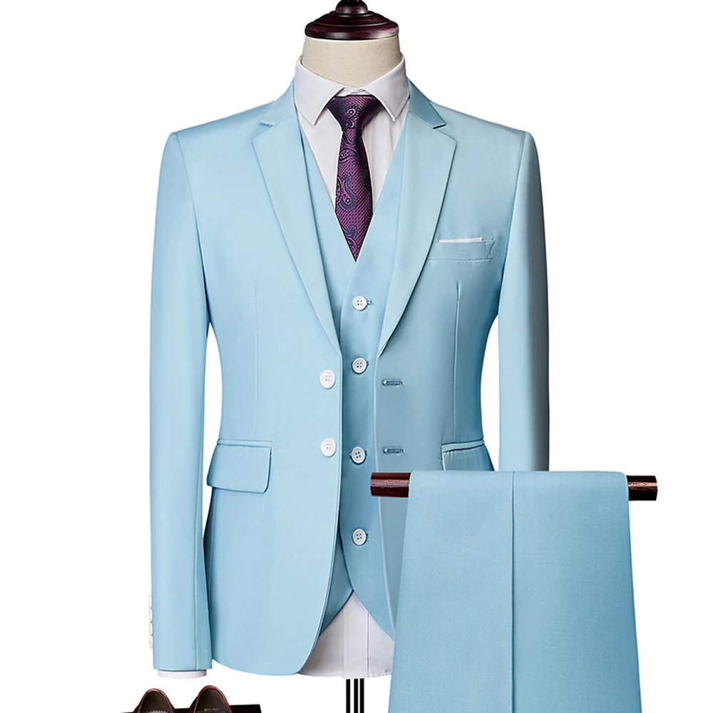 Pure Color Men Formal Suits Fashion Business Casual Banquet Male Suit Jacket +Vest + Pants Size 6XL 2/3 Piece Suits for Wedding Pure Color Men Formal Suits Fashion Business Casual Banquet Male Suit Jacket +Vest + Pants Size 6XL 2/3 Piece Suits for Wedding