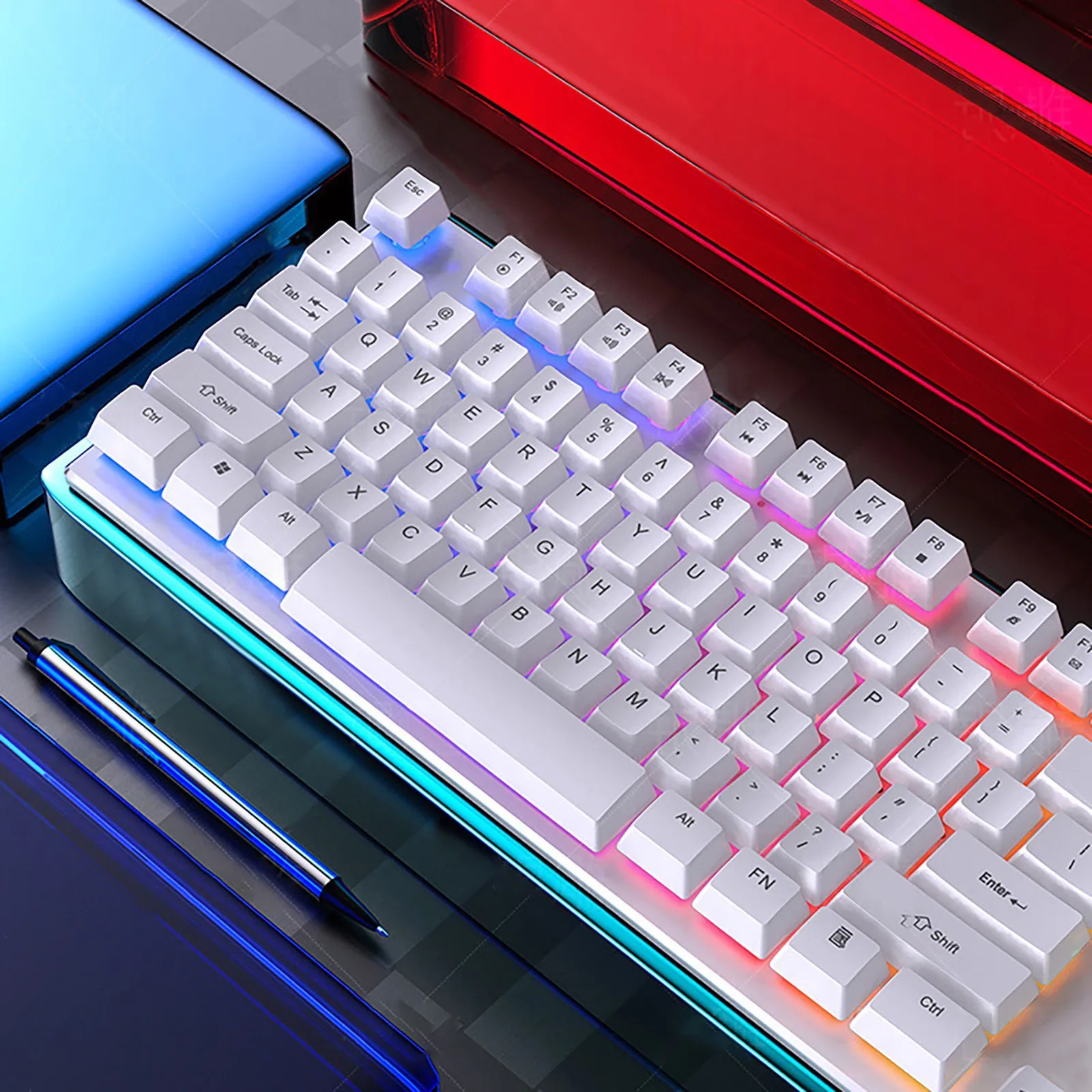 Gaming Mechanical Keyboard Blue Red Switch 87key RU/US Wired Keyboard Anti-ghosting RGB/ Mix Backlit LED USB For Gamer PC Laptop