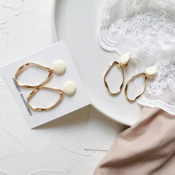 

Personality Trend Irregular Geometric Metal Clip Earrings Japanese Korean Temperament Female Fashion Simple Jewelry Accessories