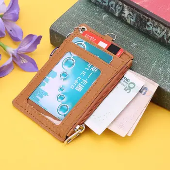 

Portable Leather Business ID Card Credit Badge Holder Coin Purse Wallet Keychain X7XC