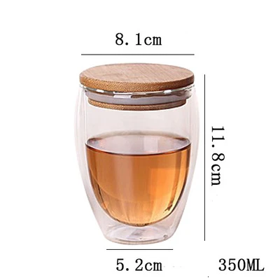 Термостойкие с двойными стенками, прозрачная стеклянная чашка Чай чашки Стекло напиток кружки яйцевидной формы изоляции боросиликатного Стекло Кофе чашки - Цвет: A 350 ml