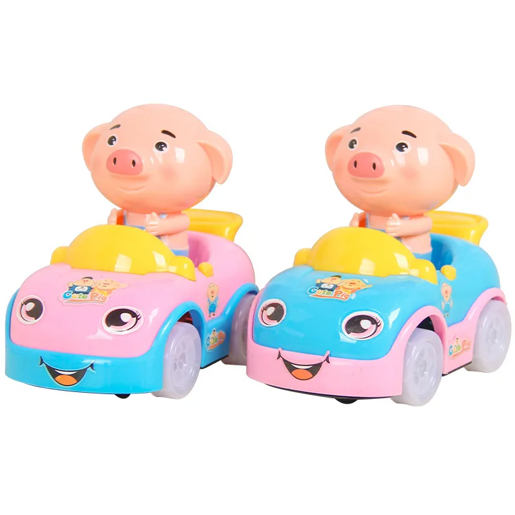 

Electric Universal Toy Car Baby Cartoon Seagrass Pigskin Stunt Car with Light And Music Piggy Universal Wheel Car Toy