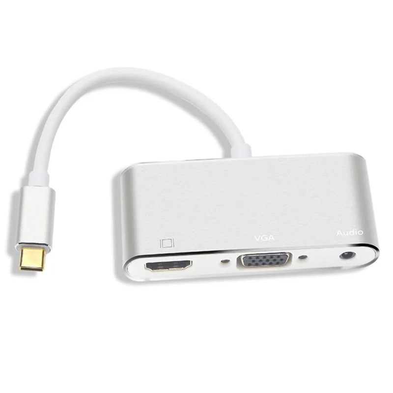 Адаптер для usb-концентратора типа C 3 в 1 Тип с разъемами типа C и 4K HDMI USB 3,1 QI Беспроводная зарядка мульти-порт конвертер разделитель для MacBook Pro PC компьютер - Цвет: Серебристый