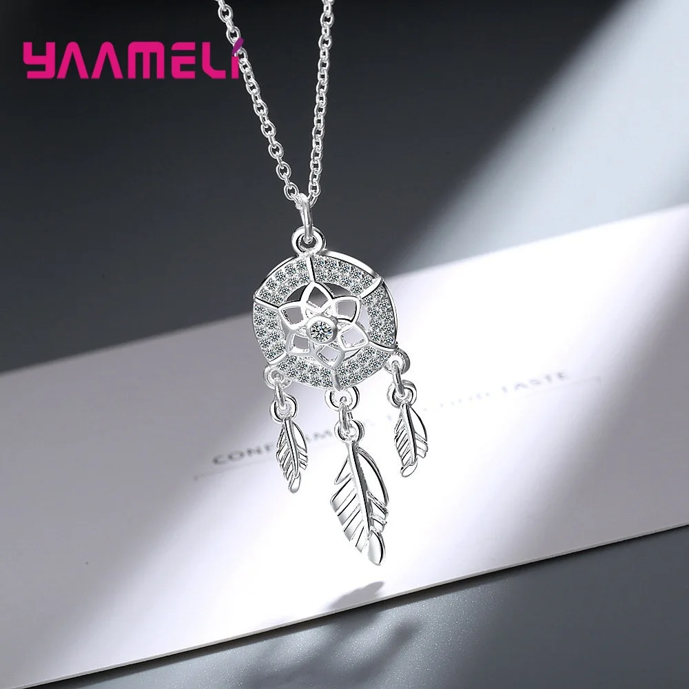 Femme Bijoux романтическое 925 пробы Серебряное кубическое циркониевое ожерелье с подвеской Ловец снов индийский ювелирный подарок для женщин Рождество