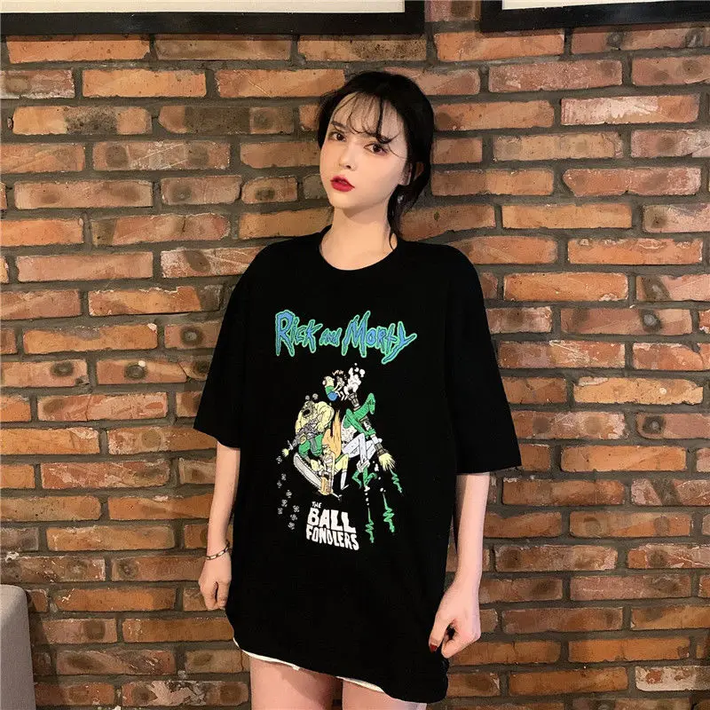 harajuku vintage aesthetic gothic graphic punk clothes Game print Women's t-shirts korean cotton Black Oversize dropshipping Top