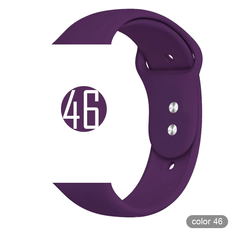 Color 46 Мягкий силиконовый спортивный ремешок для Apple Watch 5 4 3 2 1 38 мм 42 мм, резиновый ремешок для часов Iwatch series 5 4 40 мм 44 мм - Цвет ремешка: Color 46