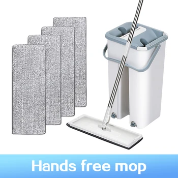 

Cleaning Mops Home Floor Mop Microfiber Wet with Bucket Cloth Flat Squeeze Mop Spray Bathroom Kitchen Clean Free Hand Spin