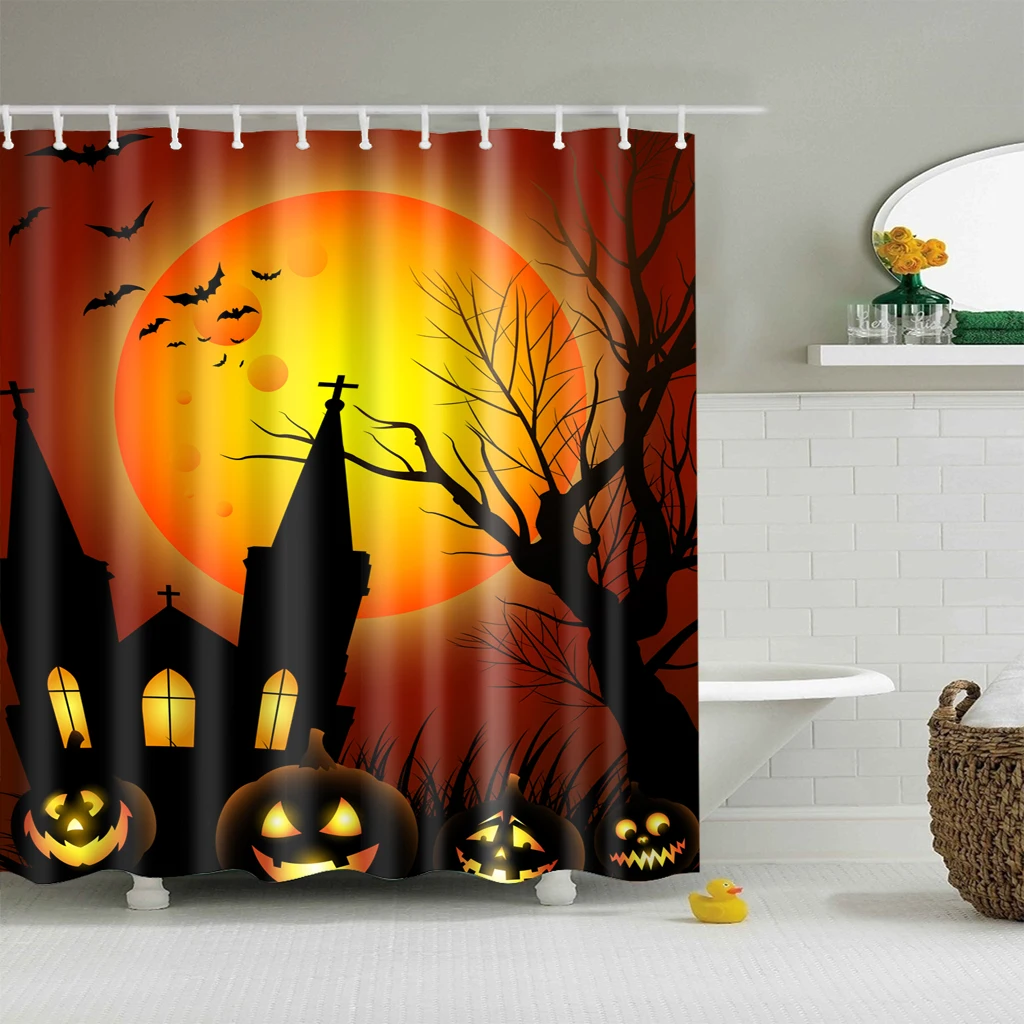 Жуткий Хэллоуин Hallowen модель душевая занавеска Водонепроницаемый полиэстер затемненные шторы 180x200 см большой ванной занавеска для ванной комнаты cortina de Баньо