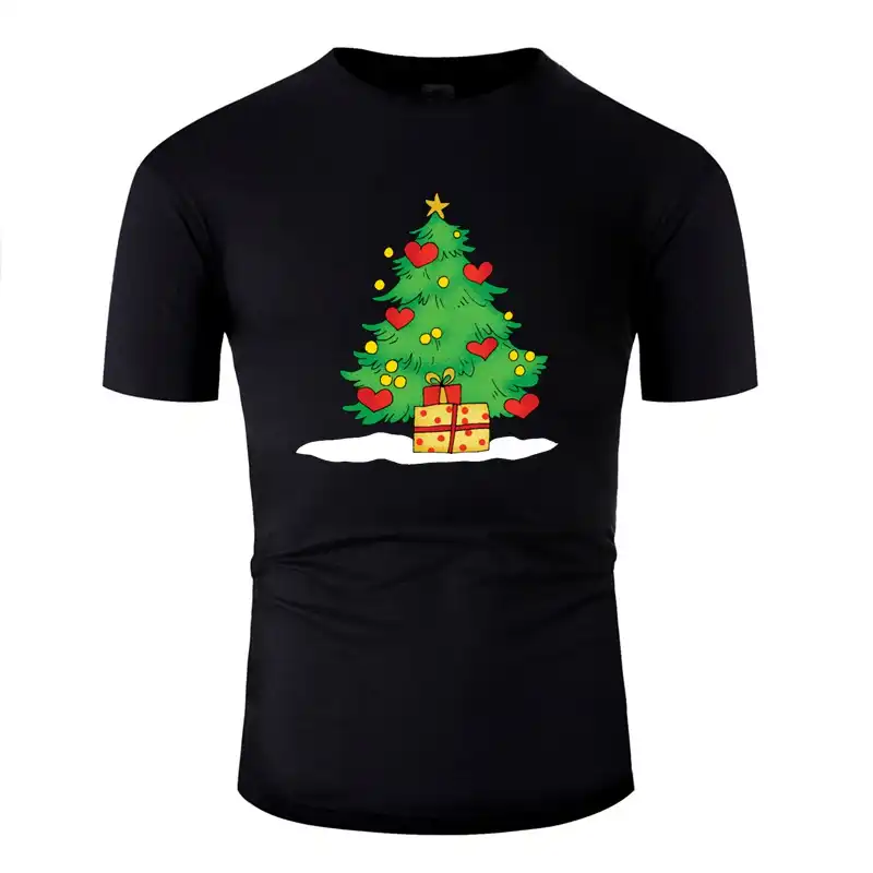 create christmas tree tshirt men o neck camisas