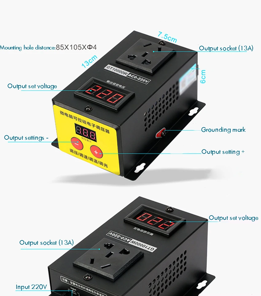 10000 Вт высокомощный Тиристор электронный регулятор напряжения регулятор переменной скорости термостат для вентилятора двигателя электрическая дрель 220 В