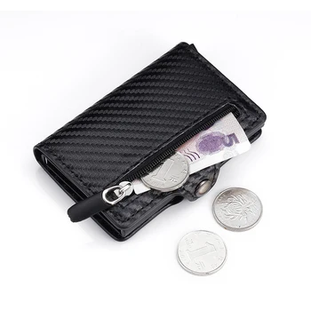 

Bycobecy 2020 RFID Business Card Holder Blocking Wallet Aluminium Box PU Leather Automatic Metal Wallet Credit Card for Travel