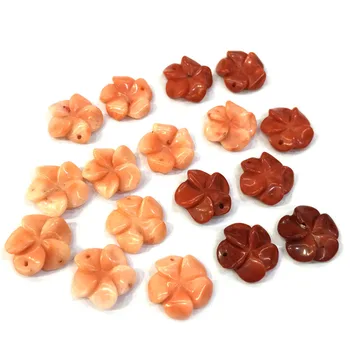 

10pcs Synthesis Coral Stone Beads Flower Shape Cabochon Half Hole Beads for Making Jewelry DIY Bracelet Good Quality 14x14mm