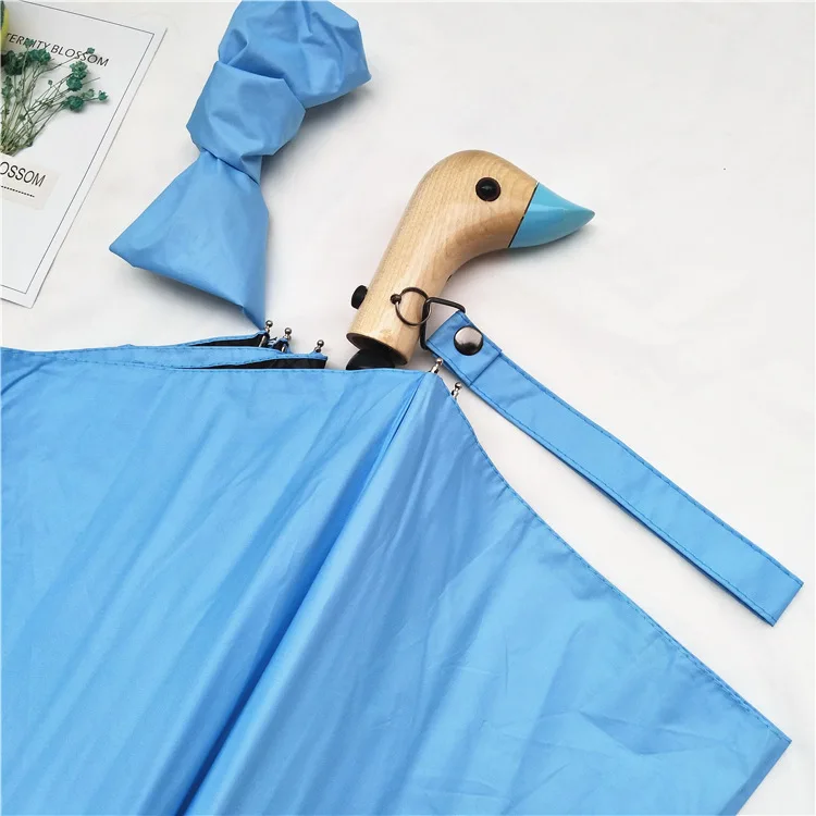 Только Jime УТКА ГОЛОВА рот ручка зонтик мультфильм складной автоматический зонтик Южная Корея милый мультфильм винил творческий зонтик - Цвет: Blue