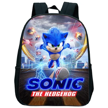 

12 Inch Kids Sonic Kindergarten Backpack Print Child Primary School Bags Bookbags Pattern Rucksack Children Start School Gift