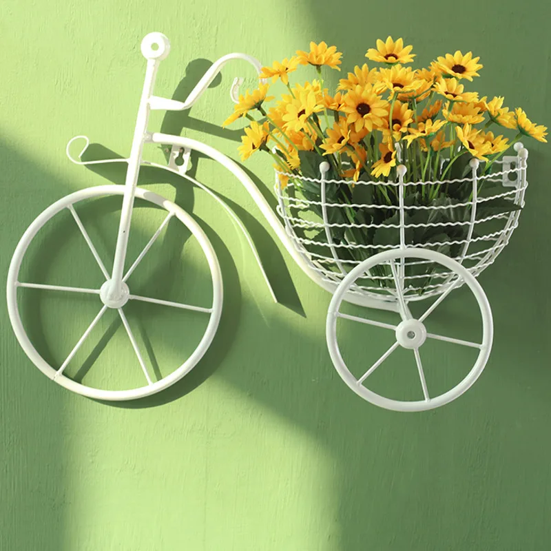 Кованый велосипед стене висит цветочная корзина настенные подвесной цветок
