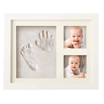 

Baby Souvenirs Wooden Three-frame Photo Frame Handprint Set Cover Hand and Foot Model Hand and Foot Print Baby Hand Foot Print