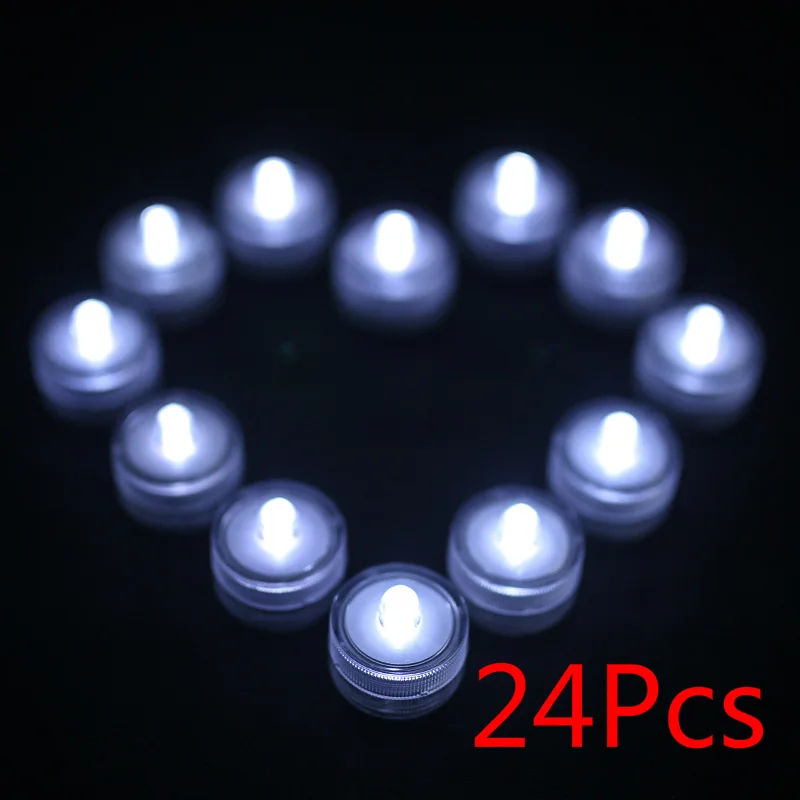 24pcs Yeahmart 12/24 шт. белый Водонепроницаемый светодиодный Чай огни лампы в форме свечи беспламенного Батарея свечи для дома вечерние Рождество Свадебные украшения - Цвет: 24pcs