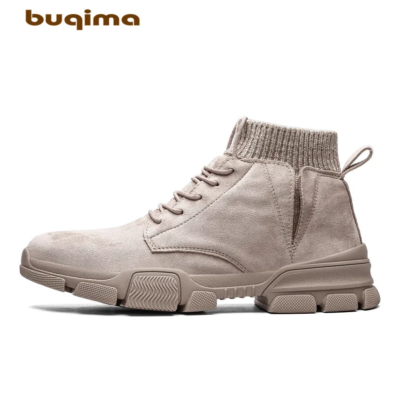 Buqima/мужские Ботинки martin; зимние ботинки; высокие ботинки; обувь; полуботинки; Новинка - Цвет: Бежевый