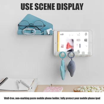 

Wall Mount Phone Tablet Stand Adhesive Traceless Hook Hanger Kitchen Storage Rack Holder Cooking Helper Easy To Check The Menu