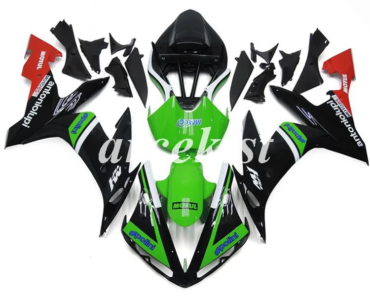 red green Литьевая Форма ABS мотоцикл обтекатель комплект подходит для YAMAHA YZF-R1 2004 2005 2006 r1 04 05 06 корпус набор черный матовый - Цвет: red green