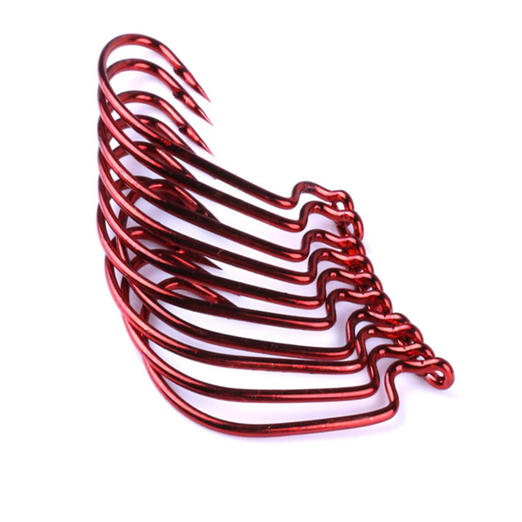 51PCS Fishing Hooks Metal Worm Senko Bait Jig Offset Hooks Plastic Box Set Fishing Accessory