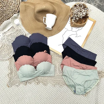 

New bra set four seasons universal cute and comfortable no steel ring thin thin 3/4 cup ladies underwear bra set