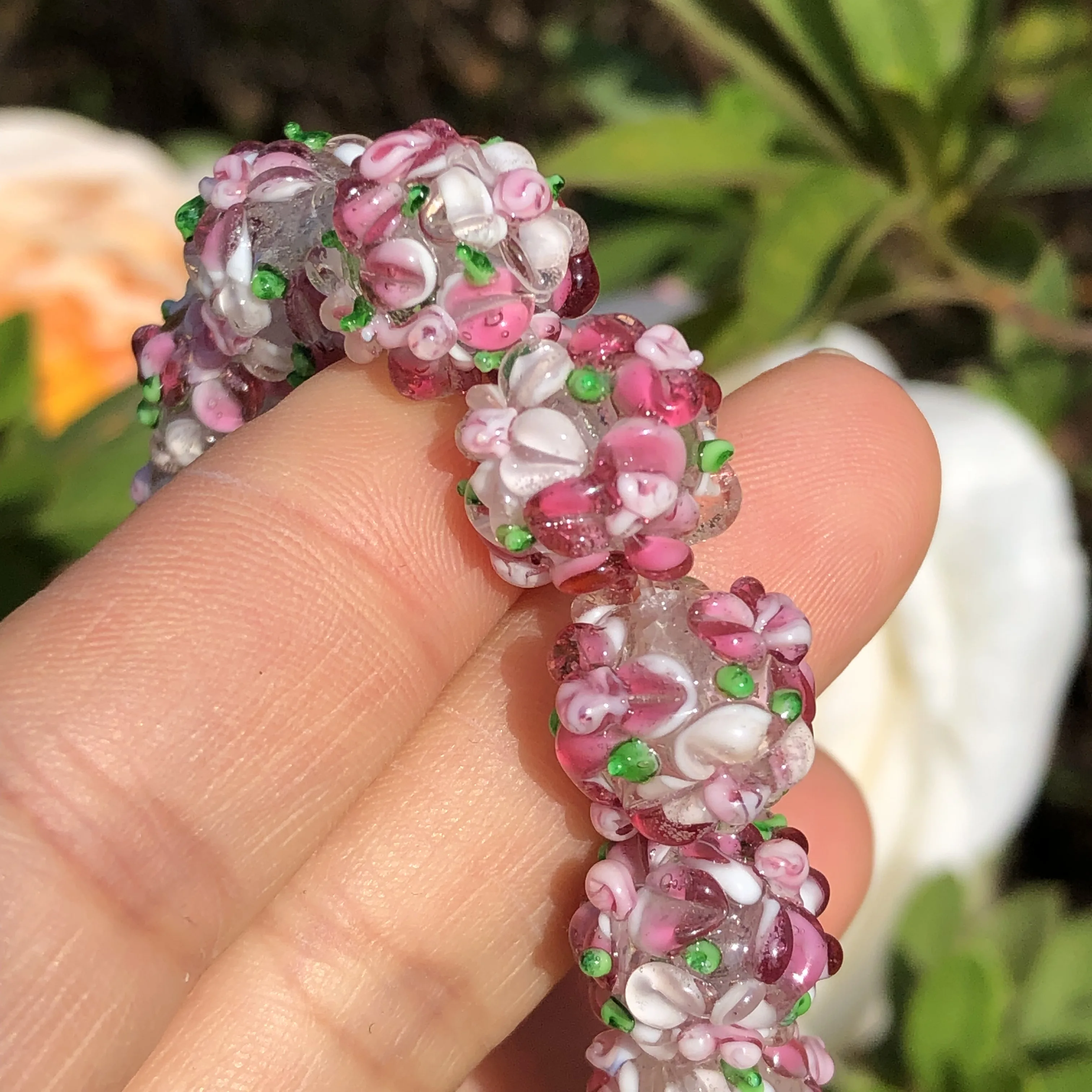 Mix Lot Glass Beads For Bracelet Jewelry Making - Flower Swirl