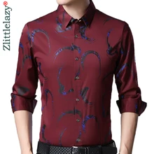 Брендовая Повседневная Роскошная приталенная Мужская рубашка с длинным рукавом и позолотой, уличная одежда, осенняя рубашка, мужская мода, Джерси 92341