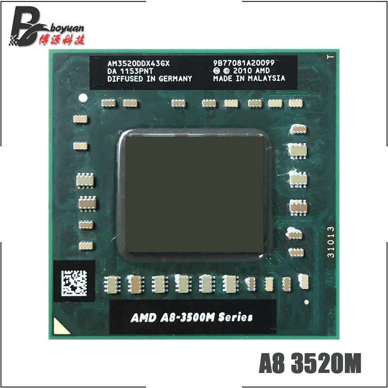 Processador amd A8-Series A8-3520M a8, 3520m 1.6 ghz, quatro núcleos, cpu quad-thread, soquete fs1