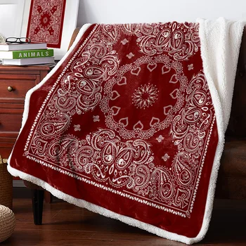 

BIGHOUSES Throw Blanket Red Ethnic Pattern Bedspread Coverlet Blankets Fleece Throw Cover Wrap Personalized Thick