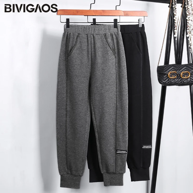 BIVIGAOS 2019 новые осенние хлопковые трикотажные женские спортивные брюки с