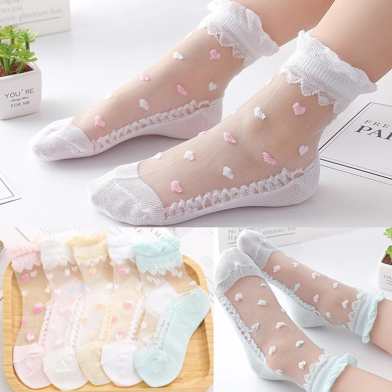 5 Pairs/Lot Girls Socks Summer Breathable Children Short Ankle Socks