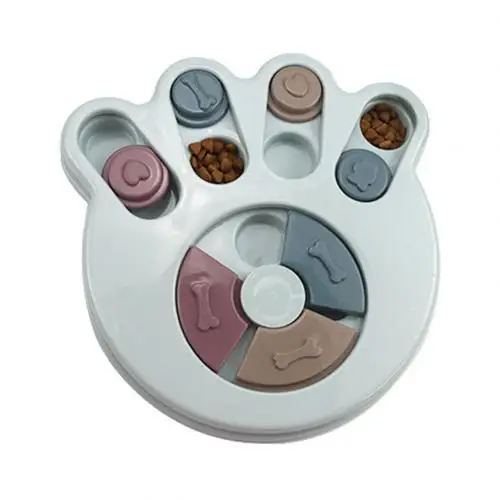 Собака Щенок Шестигранная лапа круглая кормушка для кормления обучающая интерактивная игрушка-головоломка PP питомец прочный креативный гаджет для кормления игрушка в подарок - Цвет: Blue2