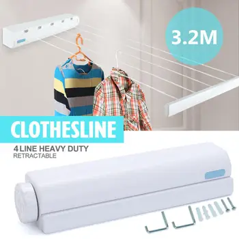 

Retractable Indoor Clothes Hanger Rope Wall Mounted Hanger Drying Towel Rack Flexible Clothesline Bathroom Clothes Dryer