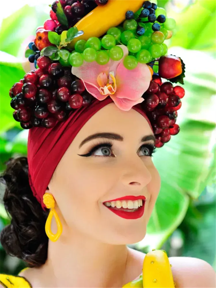 African women headwraps fashion Carmen Miranda fruit turban hat