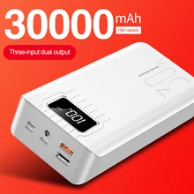 QI Fast Charging Power Bank 30000mAh TypeC Micro USB Powerbank LED Portable External Battery for Xiaomi Huawei Iphone Poverbank