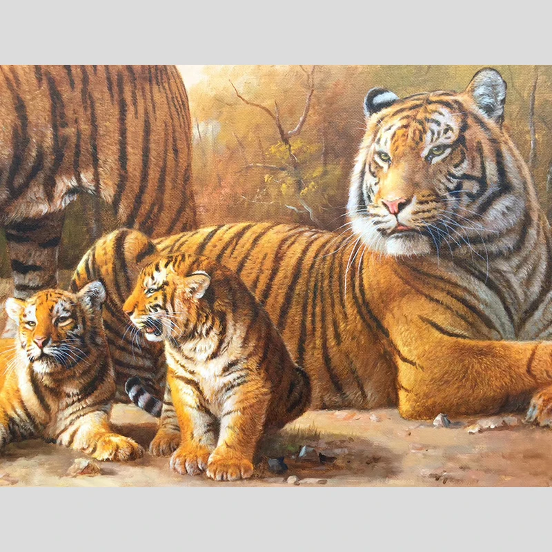 KOWELL,, ручная роспись, высокое качество, картина маслом с изображением тигра на холсте, искусство, подарок для дома, декор для гостиной, Настенная картина, Безрамное изображение