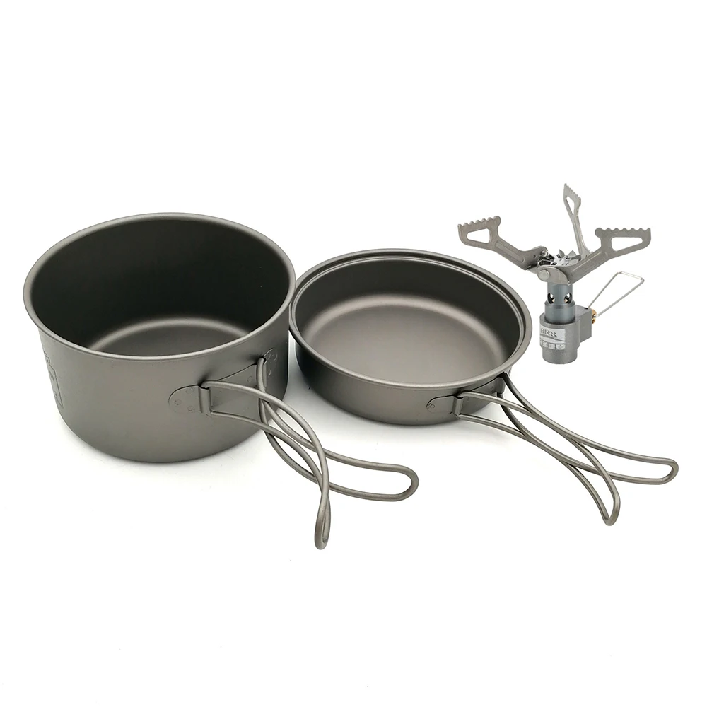 

Camping Cookware Set Titanium Cookset with 2700W Camping Stove Cooking Pots Pans For Outdoor Picnic Camping Hiking Backpacking