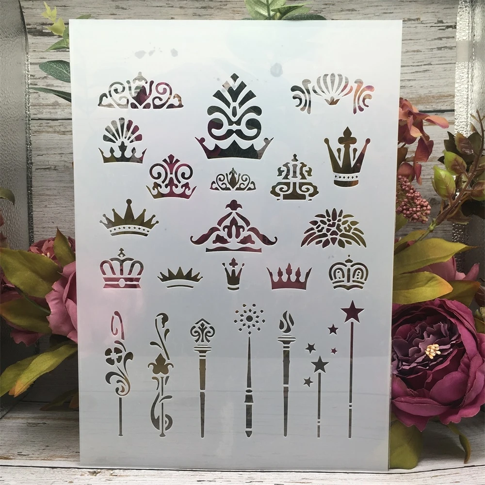

Трафареты A4 для стен, 29 см, Power King Crown Wand DIY, разные цвета