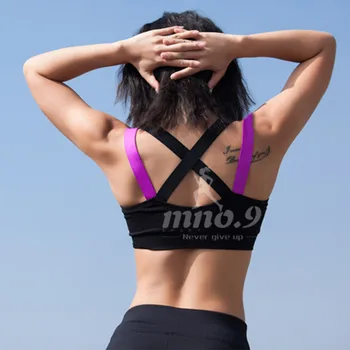 Fitness Women Sport Bra Sport Shirt Running Gym Yoga Top Sports Bra Shockproof Cross Strap