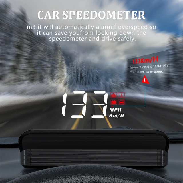 Affichage tête haute, voiture GPS Hud, interface USB du compteur de  vitesse, vitesse, direction de conduite, survitesse, code d’erreur clair,  pour