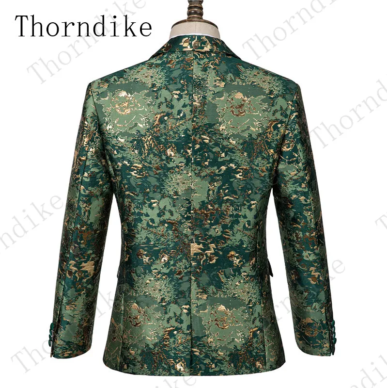 Thorndike/Мужские костюмы с брюками, итальянский смокинг с заостренными лацканами, зеленый камуфляж, официальные свадебные/Выпускные/вечерние костюмы, лучший мужской блейзер